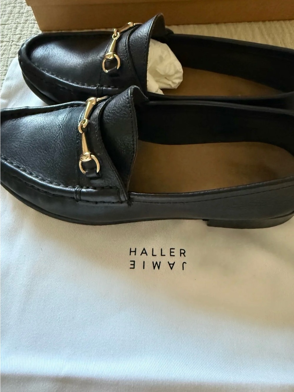 Black Leather Bit Loafers